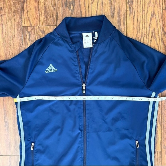 Adidas Navy Blue and Gray Grey Full Zip Up Long Sleeve Sporty Jacket Size Large - Picture 11 of 15